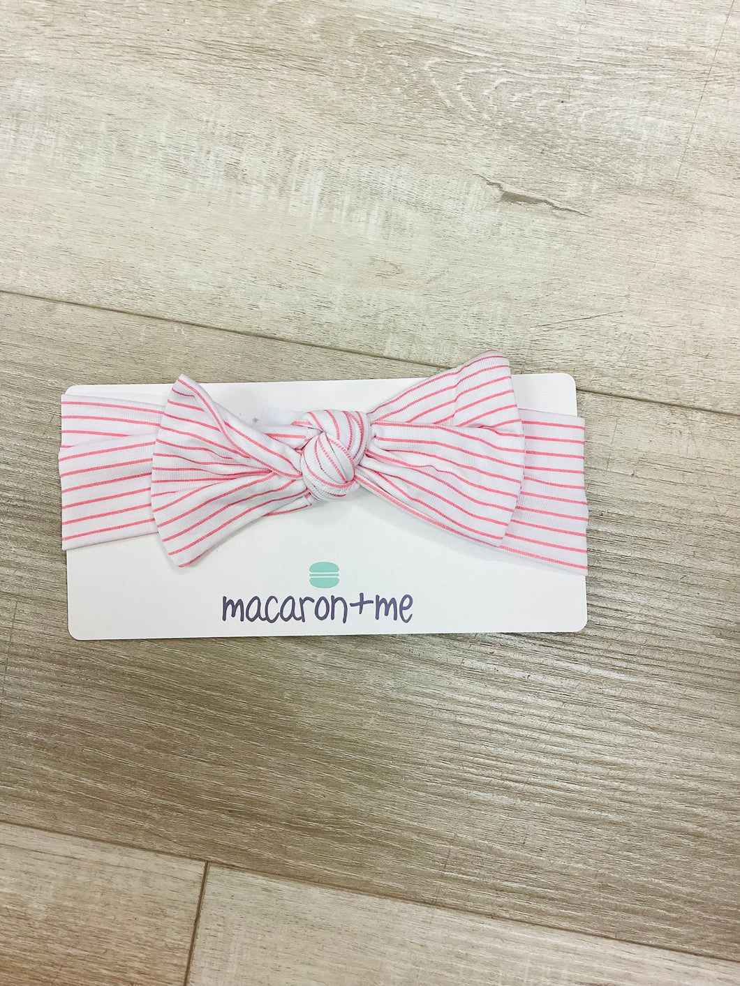 Pink stripe bow headband