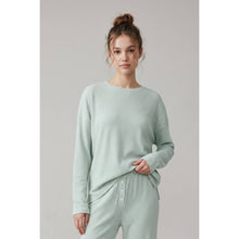 Load image into Gallery viewer, TF26-0273T - Stripe brushed oversized top: SAGE/GREEN / S-M-L(3-2-1)
