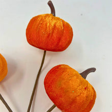Load image into Gallery viewer, Velvet Pumpkin Pick x 3 - Orange 9”
