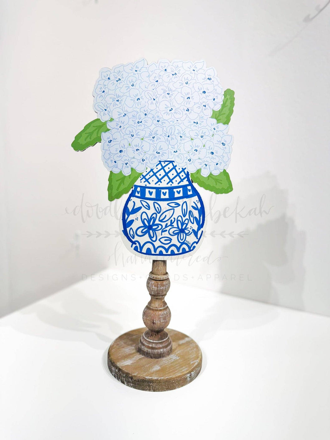 Blue Hydrangea Topper: 12 inch Topper with peg (fits in the base)