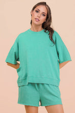 Load image into Gallery viewer, Mineral Washed Knit Casual Top &amp; Shorts: SEAFOAM
