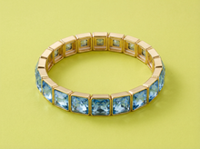Load image into Gallery viewer, Enamel Stretch Bracelet - Square Gems - Libby - Asst Colors: White w/ Multi-Colored Stones
