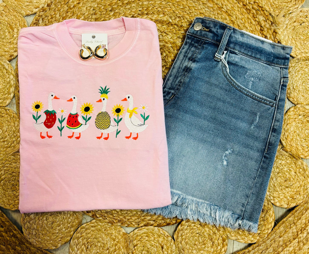 Summer Embroidered Geese Tee