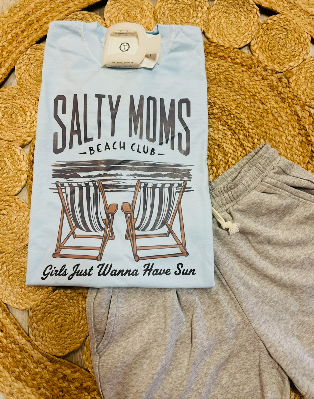 Salty moms beach club tee