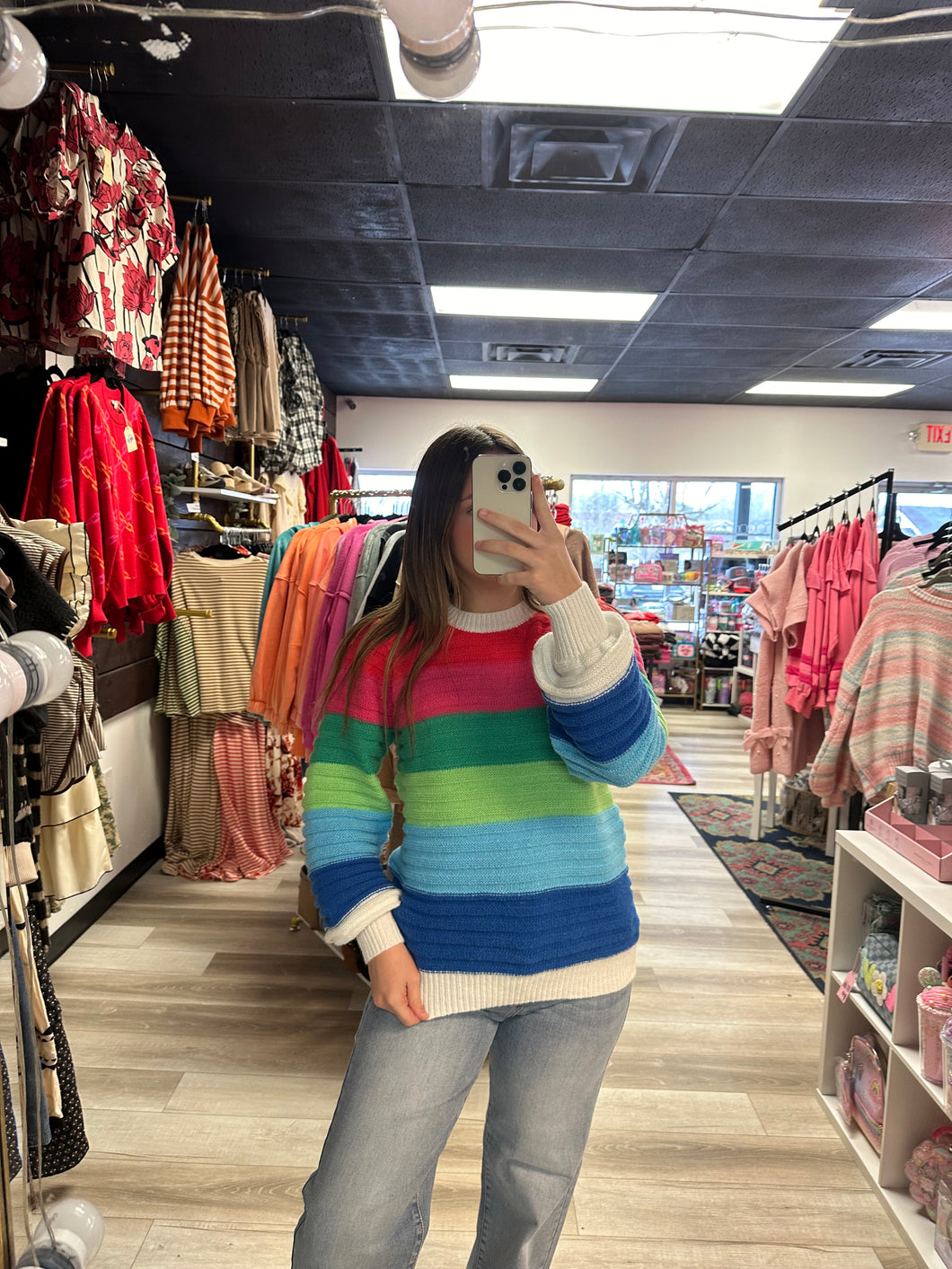 rainbow knit sweater