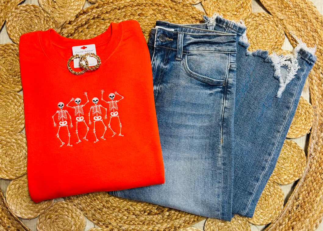 Orange Skeleton Crewneck