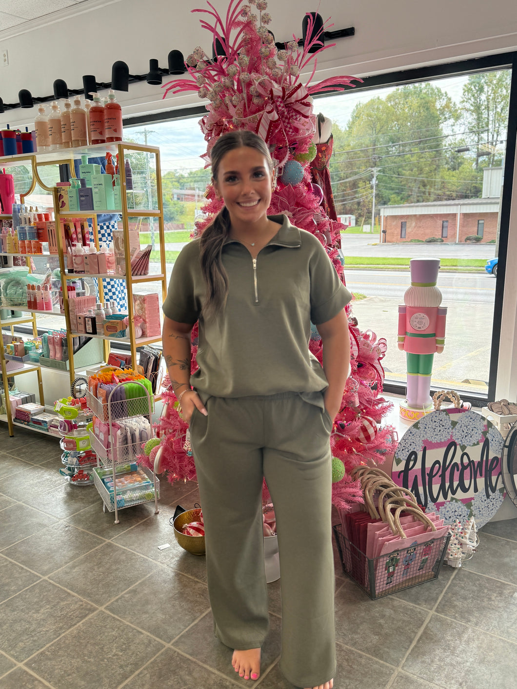 Green Quarterzip Set