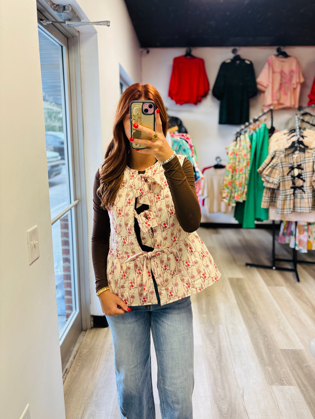 Floral Bowed Vest