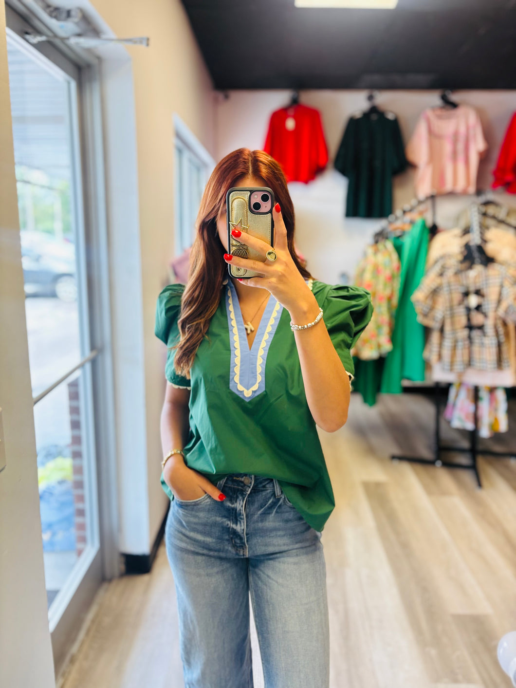 Green and Blue Blouse