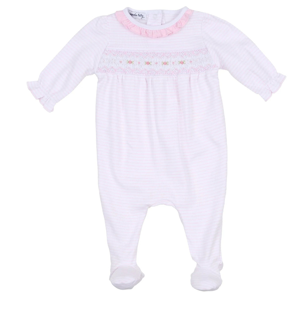 Katie & Kyle Pink Smocked Ruffle Girl Footie