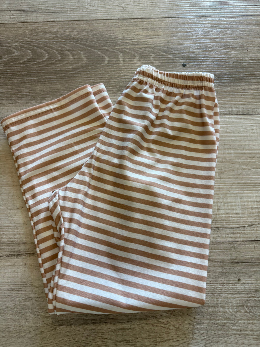Brown and white stripe girls leggings