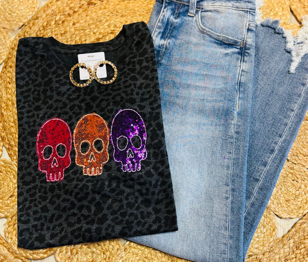 Black Cheetah Skull Shirt