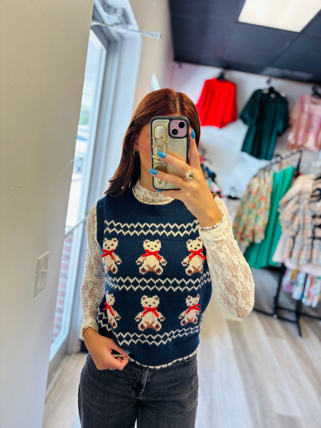 Navy Teddy Bear Sweater Vest