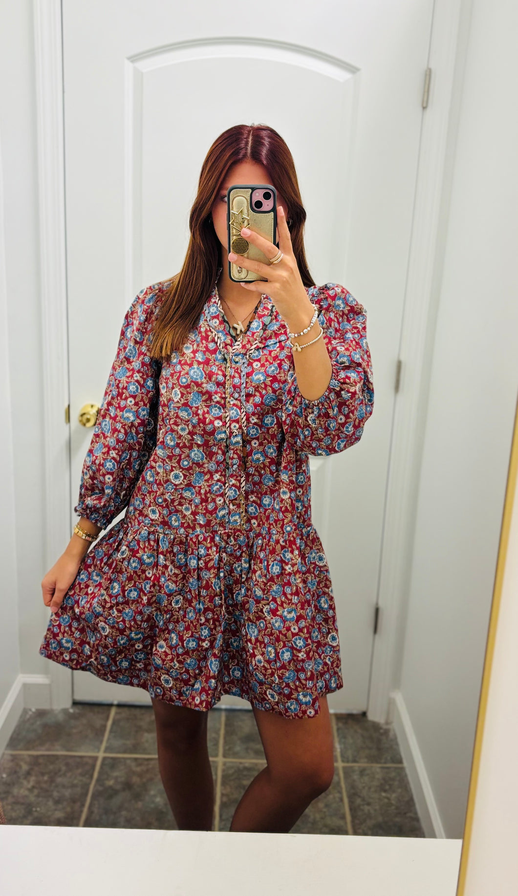 Wine mix floral dress