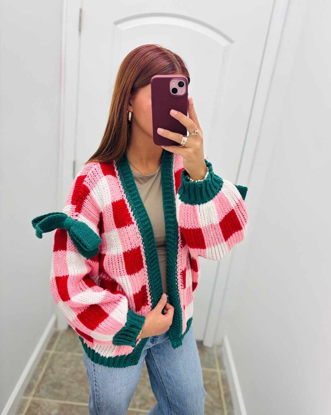 Christmas Cardigan w/ Ribbon Detail