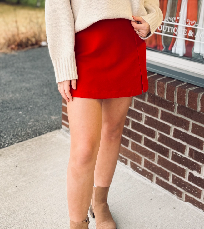 Red mini skort