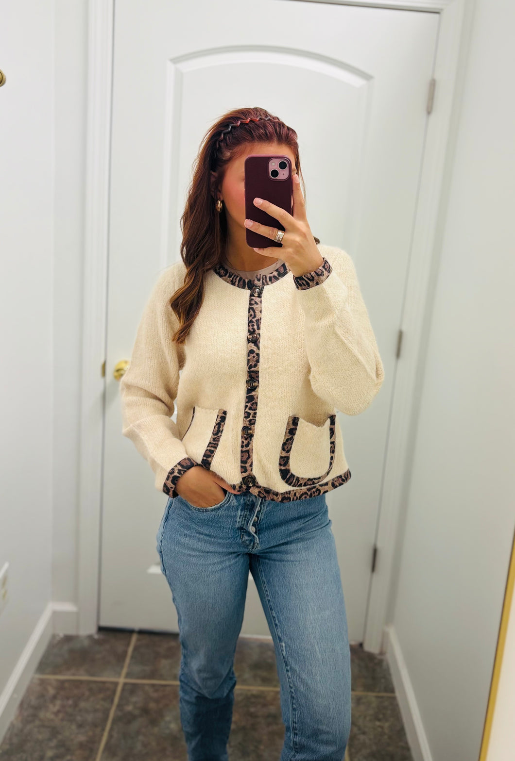 Animal Contrast Knit Jacket