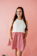 Load image into Gallery viewer, solid top contrast stripe skirt dress
