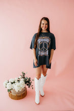 Load image into Gallery viewer, Good Vibes Peace Floral Graphic Oversized Distressed Tee
