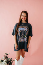 Load image into Gallery viewer, Good Vibes Peace Floral Graphic Oversized Distressed Tee
