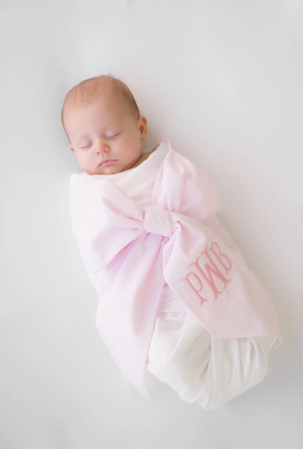 Bow Swaddle ® Pink Savannah Seersucker