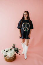 Load image into Gallery viewer, Peace Floral Boho Graphic S/S Oversized Tee
