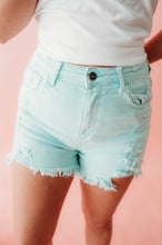 Load image into Gallery viewer, Mint High rise Distressed Shorts
