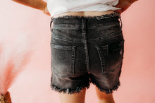 Load image into Gallery viewer, Black Frayed Waist and Hem Shorts
