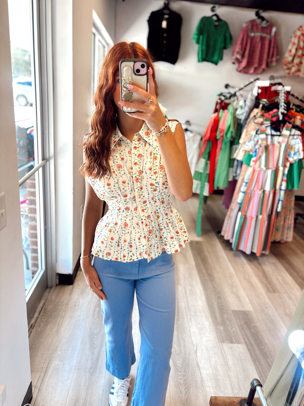 Blue High Rise Pocket Pants