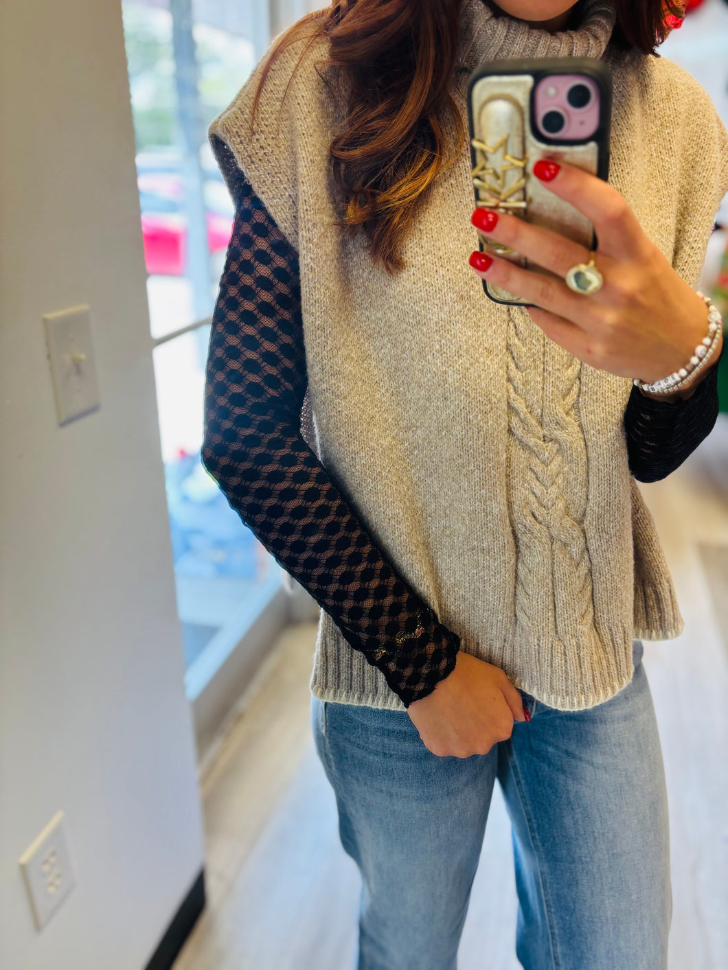 Black Dotted Undertop