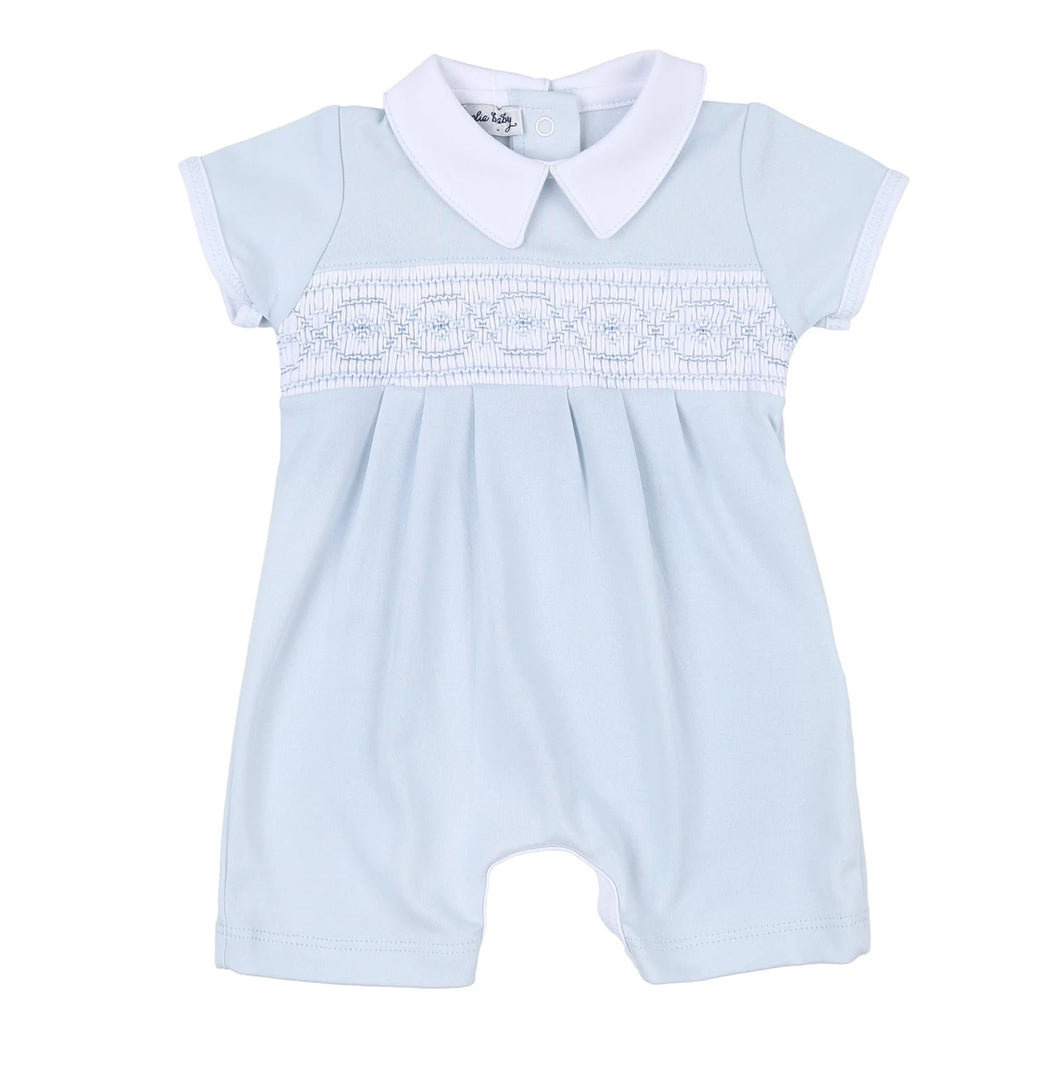 Abby & Alex Blue Smocked Collared Short Playsuit