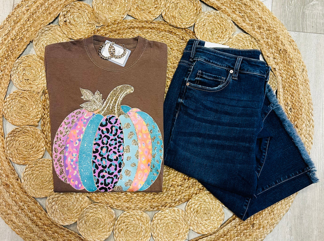 Colorful Pumpkin Brown Tee