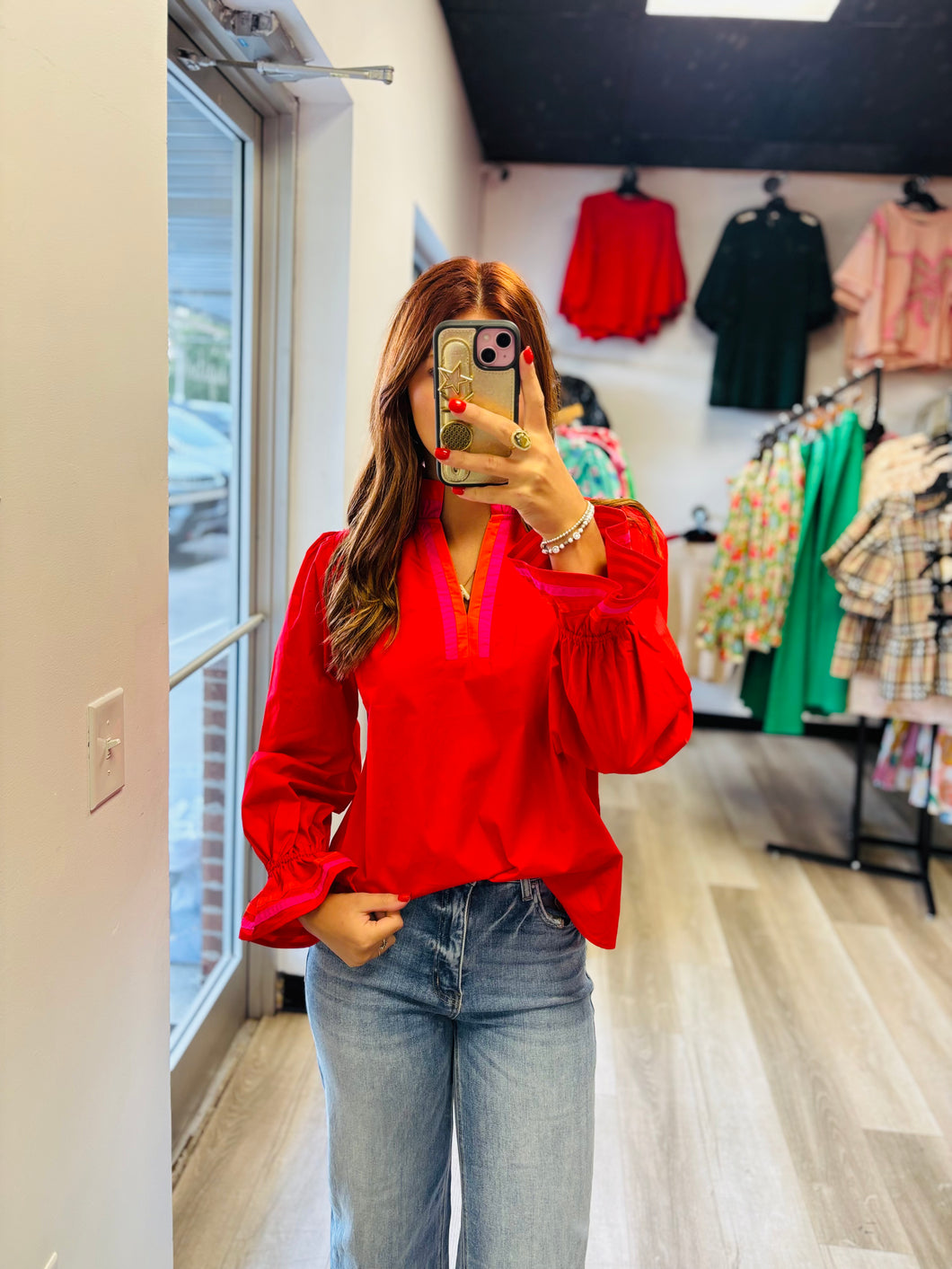 Red, Orange, and Pink Blouse
