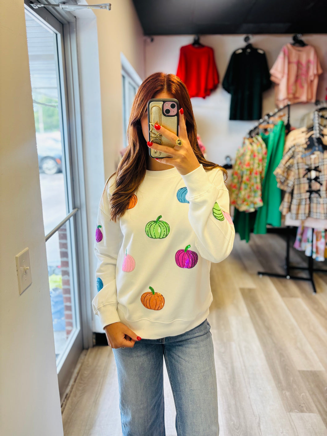 White Colored Pumpkin Sweatshirt