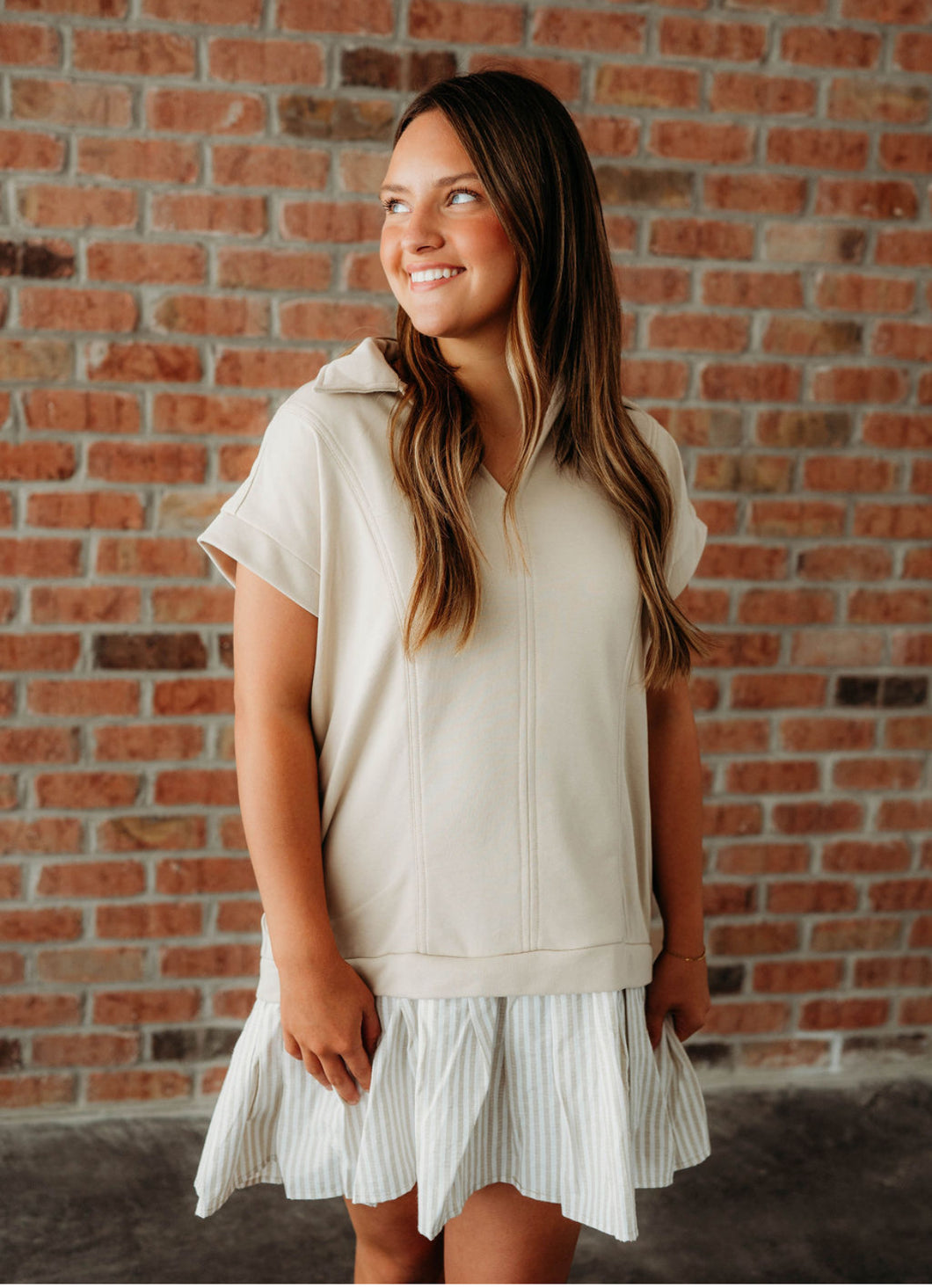 Tan striped dress