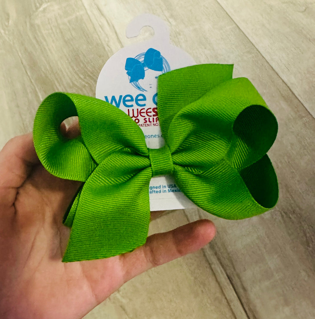 Wee ones no slip clip bow green small