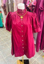 Load image into Gallery viewer, Button Puff-Sleeve Mini Dress

