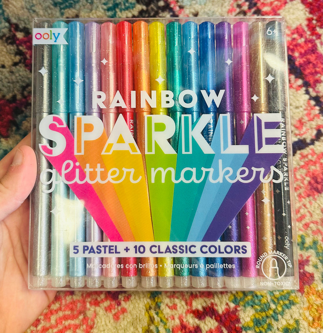 Rainbow sparkle glitter markers