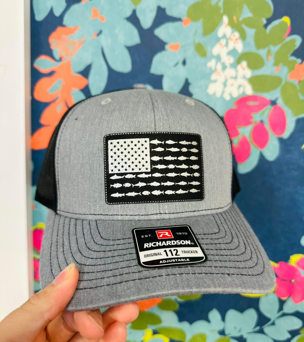 Black on black American flag hat