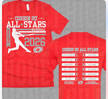 Load image into Gallery viewer, Corbin All Stars BASEBALL Design w/ names on back
