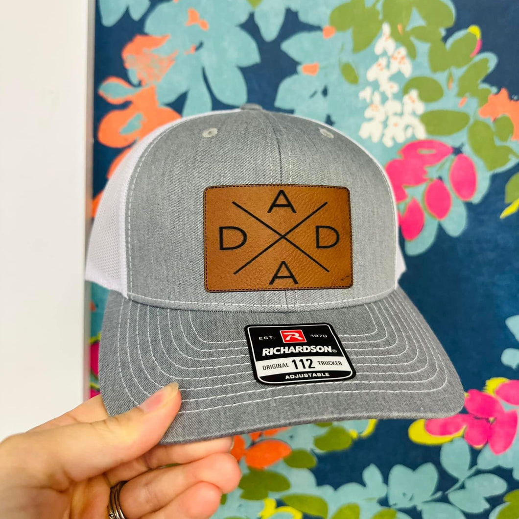 Brown and white dad hat