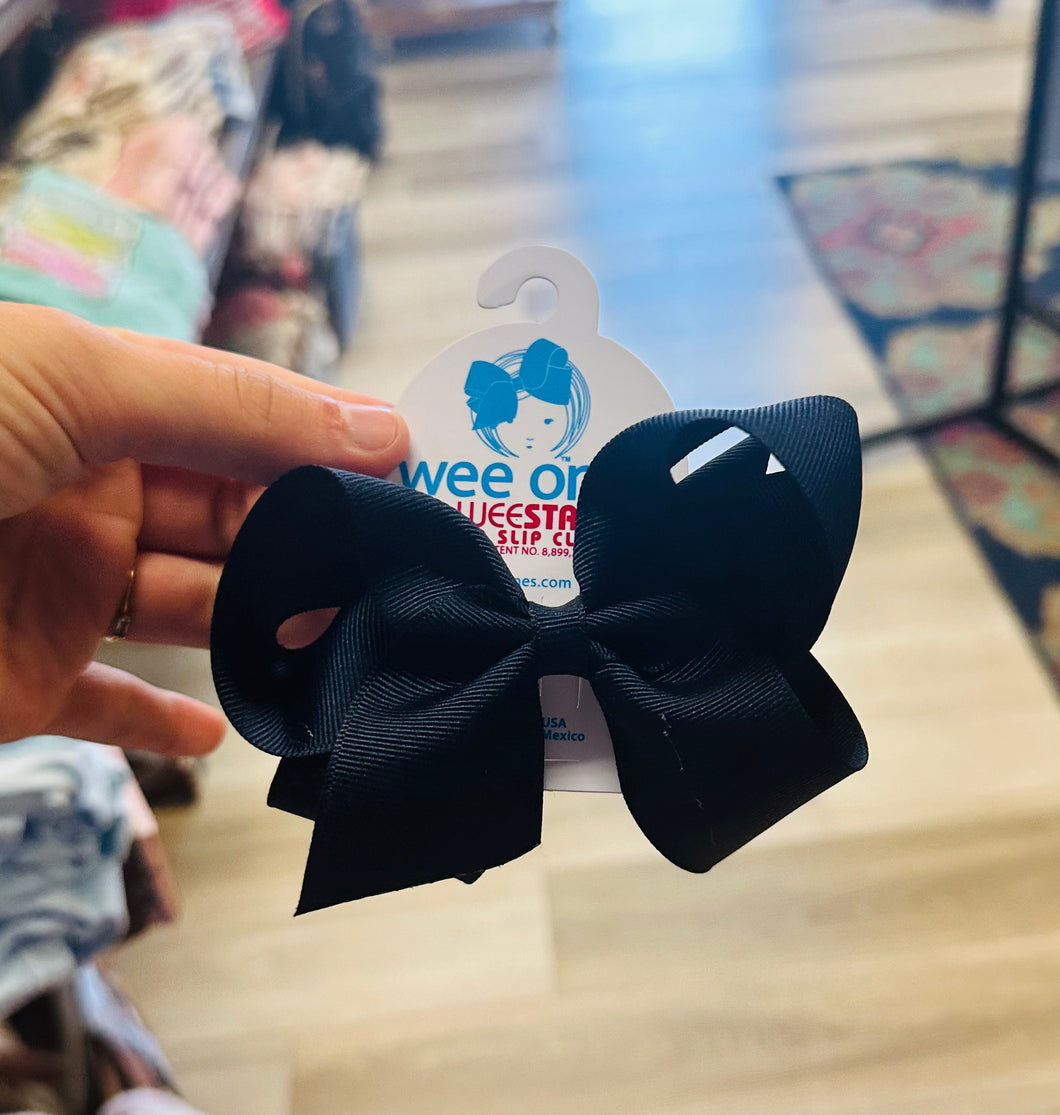 Wee ones no slip clip bow navy small