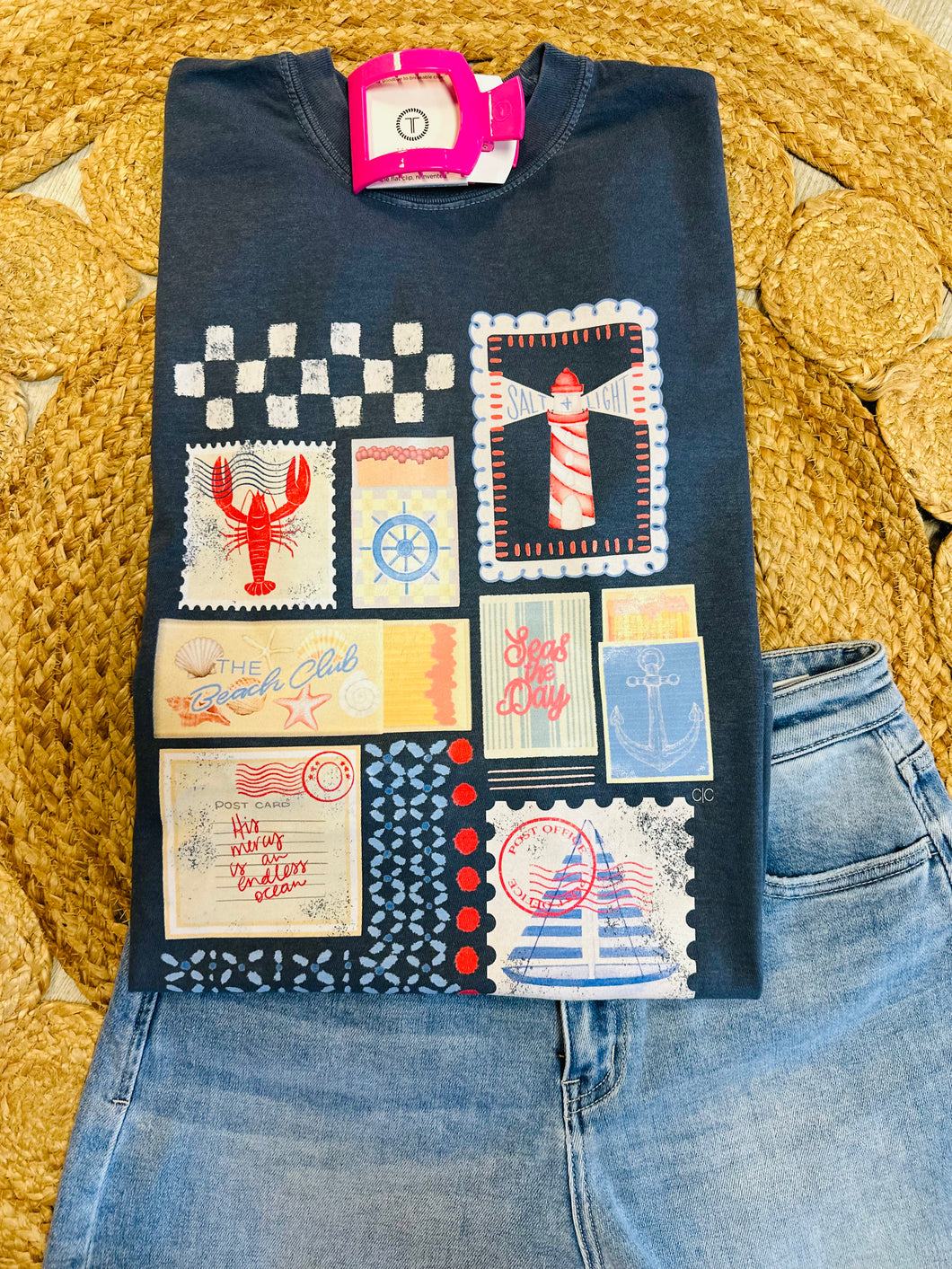 Seas The Day- Match Box Stamp Graphic tee