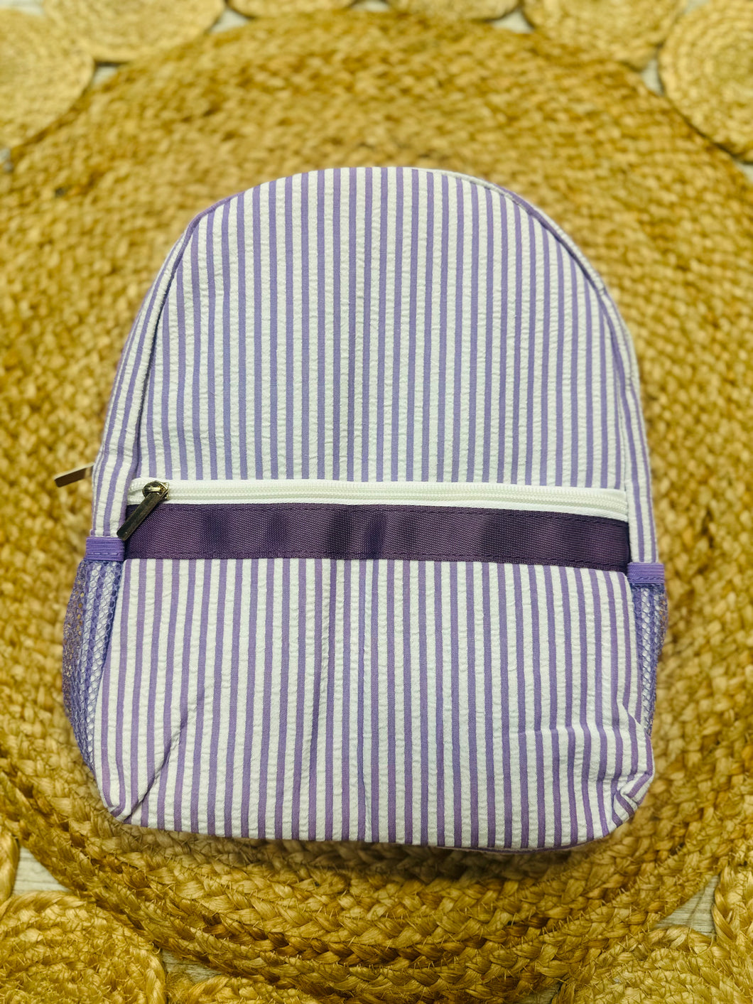 Jane Marie kids purple seersucker backpack