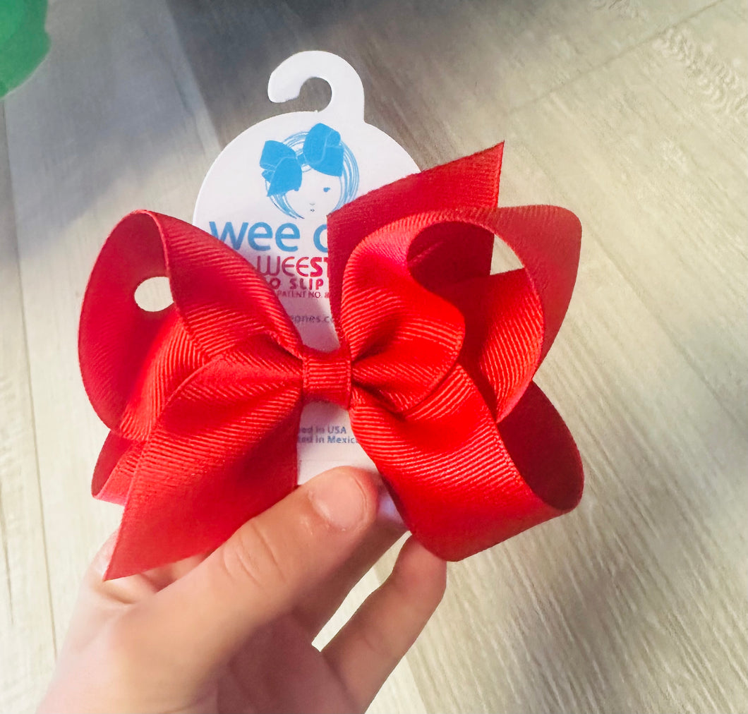 Wee ones no slip clip bow red small