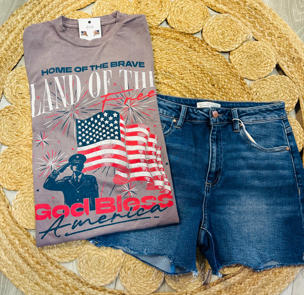 Land of the free vintage wash tee