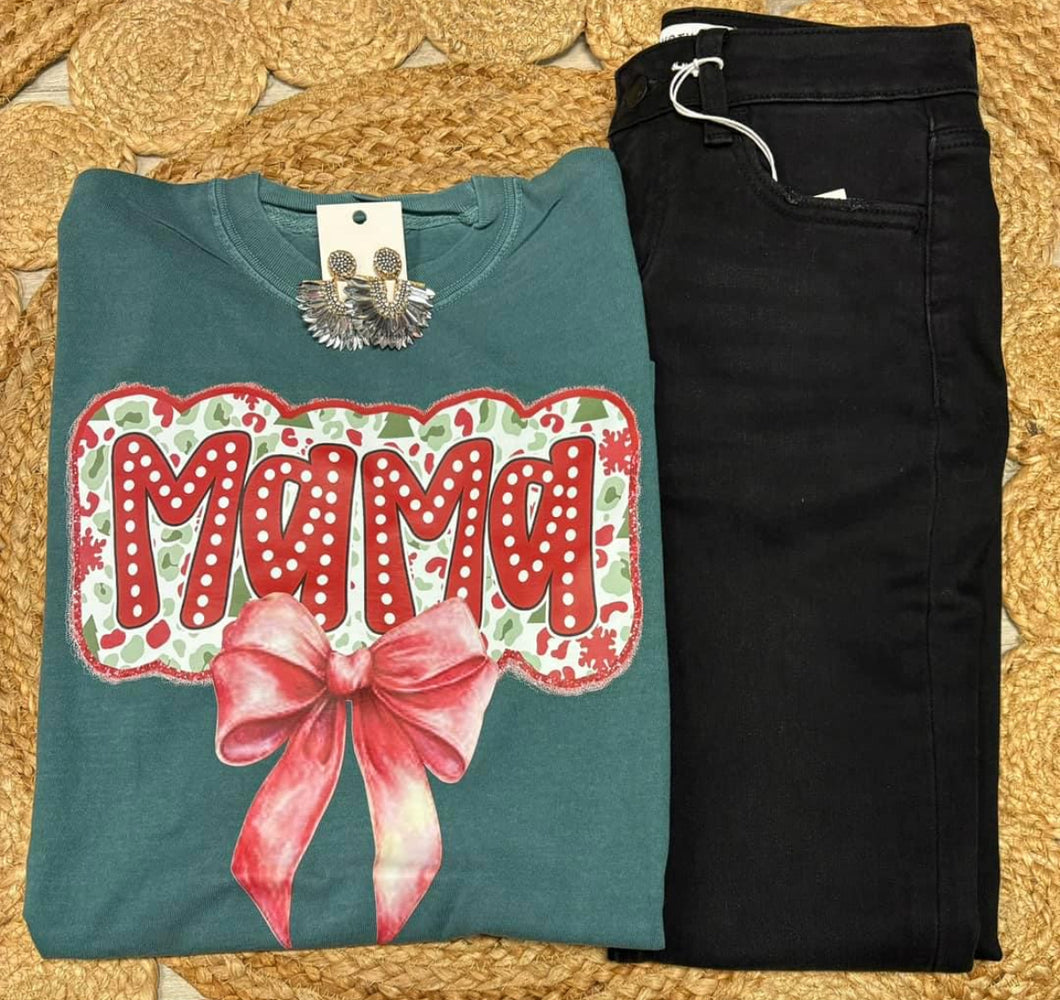 Holiday mama bow cc tee