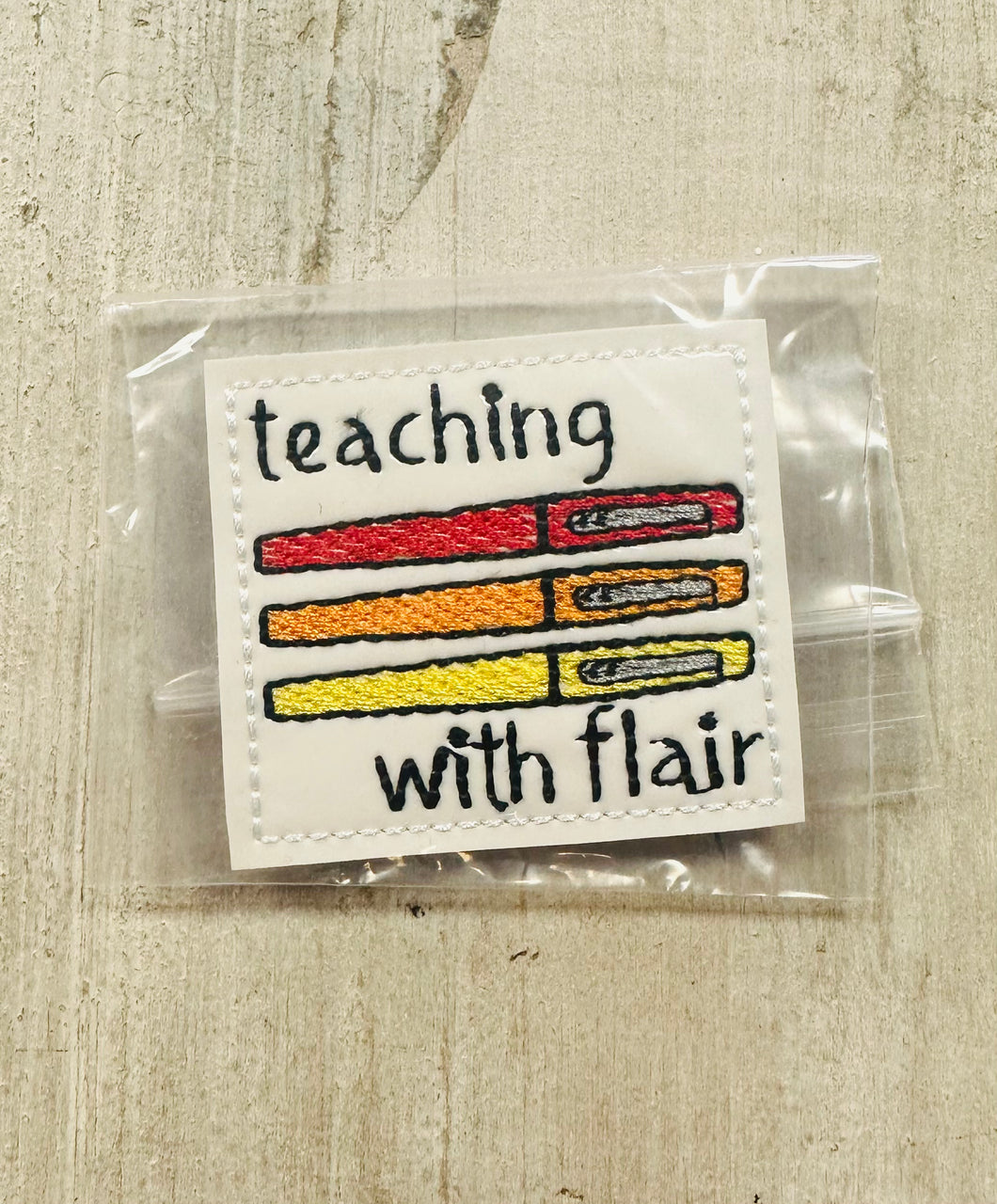 Teaching with flair badge patch