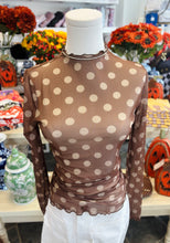 Load image into Gallery viewer, Sheer polka dot trimmed top

