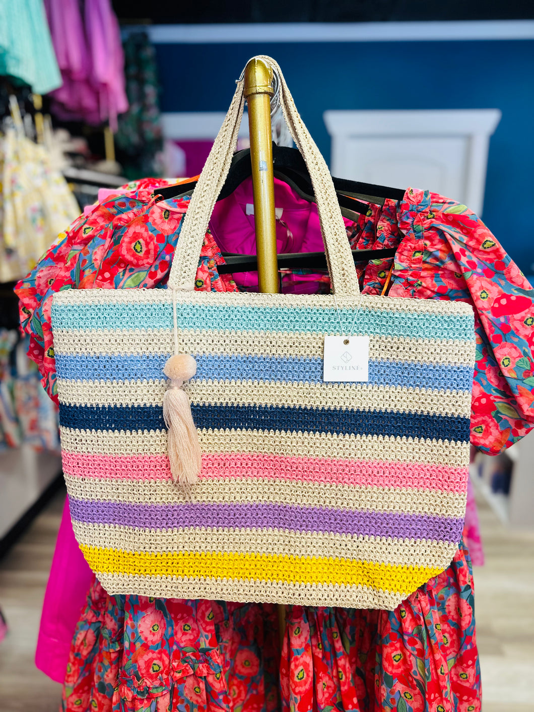 Dark Striped beach bag